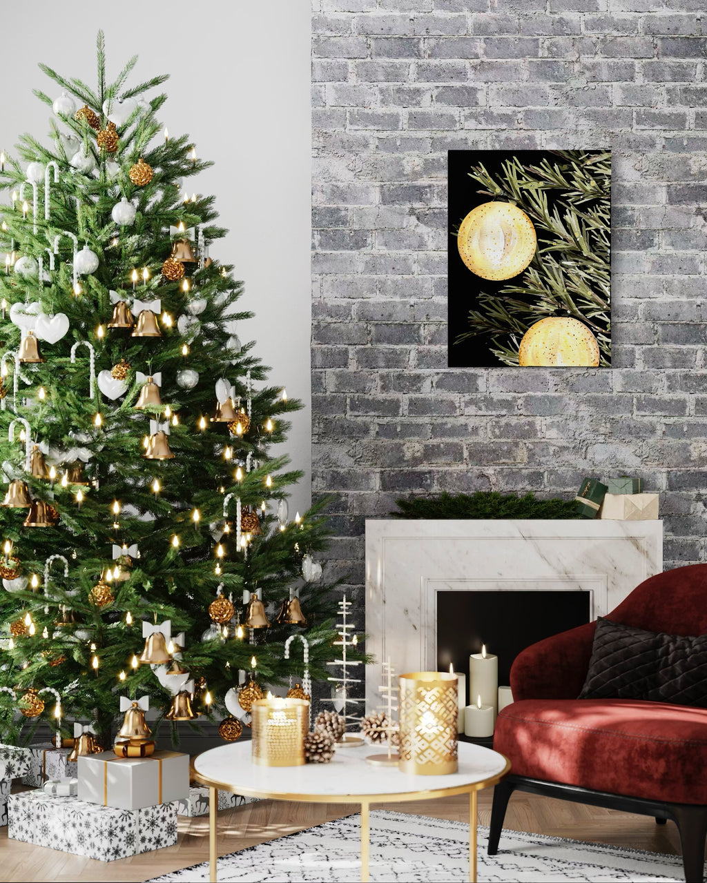 2 Ornament Christmas Tree Canvas