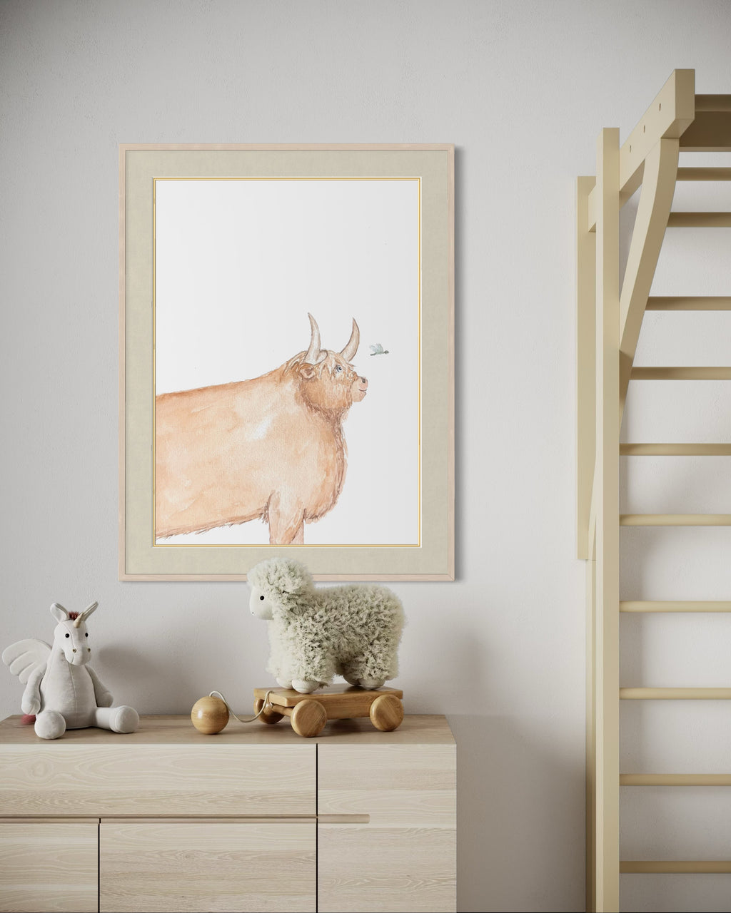 Highland Cow + Dragonfly Print