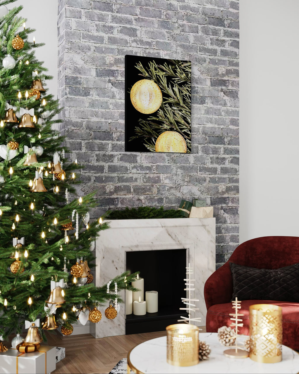 2 Ornament Christmas Tree Canvas